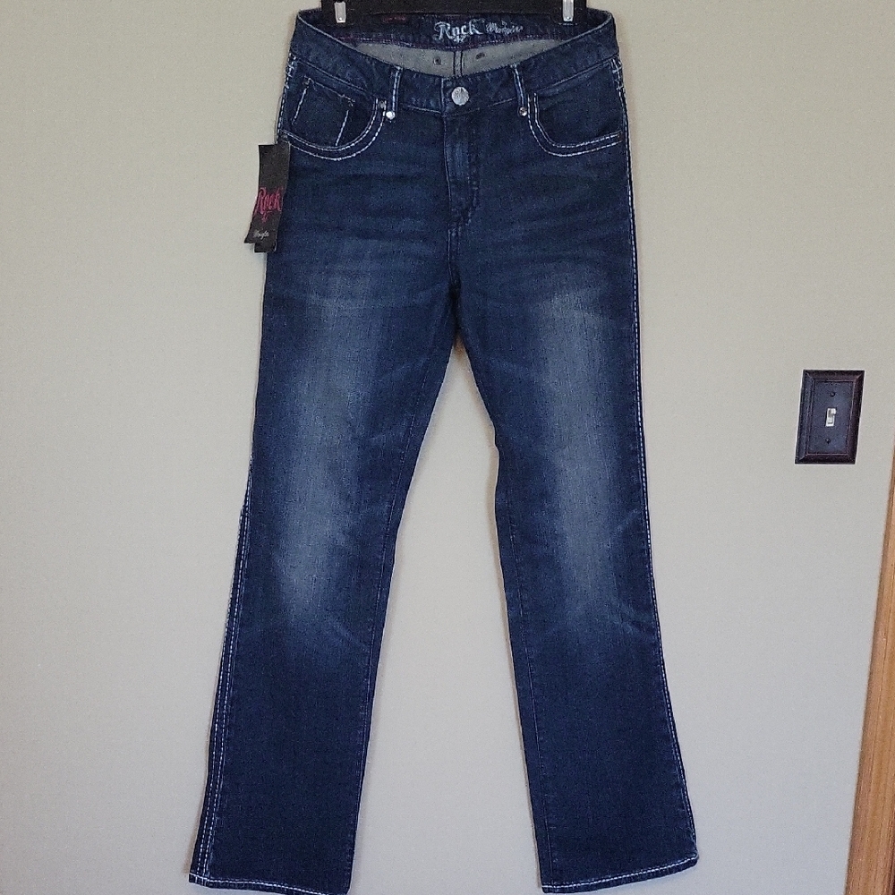 Rock 47 Wranglers Women's Boot Cut Jeans - Dark Blue